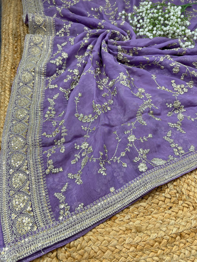 Viscose silk purple  sabhya dupatta ,Width : 37"