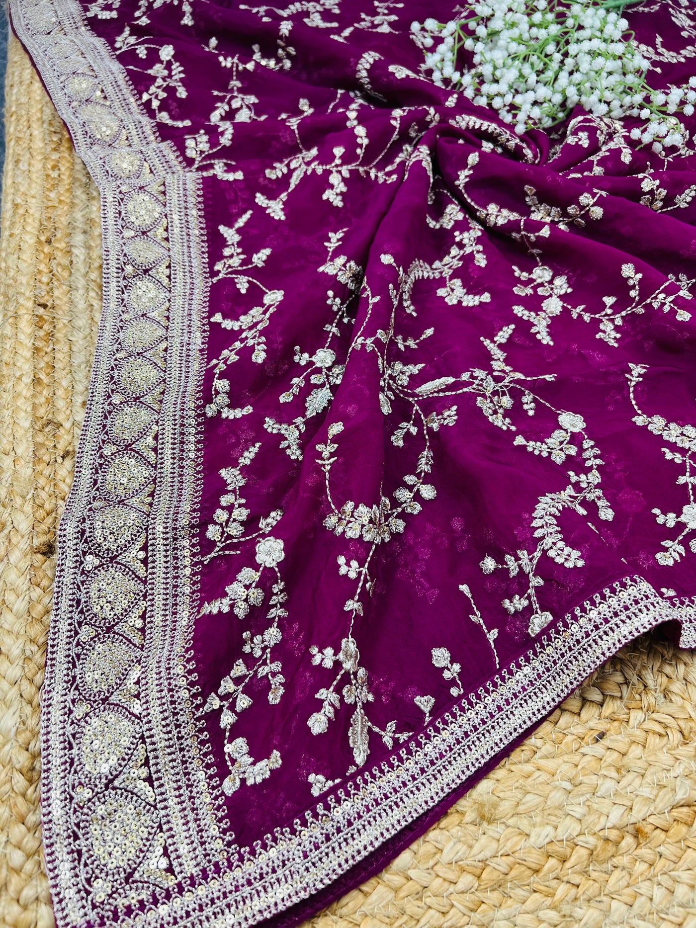 Viscose silk purple  sabhya dupatta ,Width : 37"