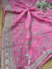 Pink Viscose Organza Silk Sabhya Dupatta 37 Inch width Shade