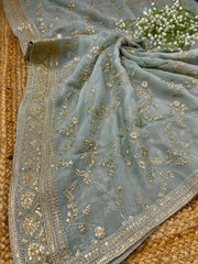 Mint Green Viscose Organza Silk Sabhya Dupatta 37 Inch width