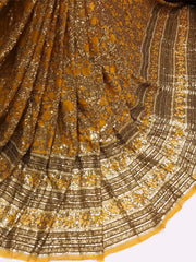 Mustard Georgette Sequins Embroidery With Heavy Daaman