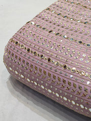 (Precut of 0.5 Meter)  Pure Georgette With Faux Mirror Embroidery 44 Inch width