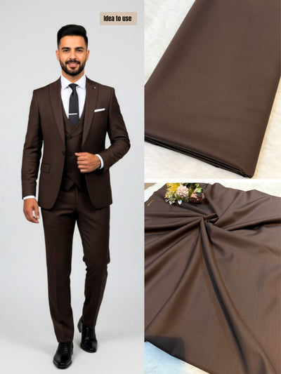 Brown Men’s Glace Terry Rayon For Men’s Suiting Unstiched 56 inch width