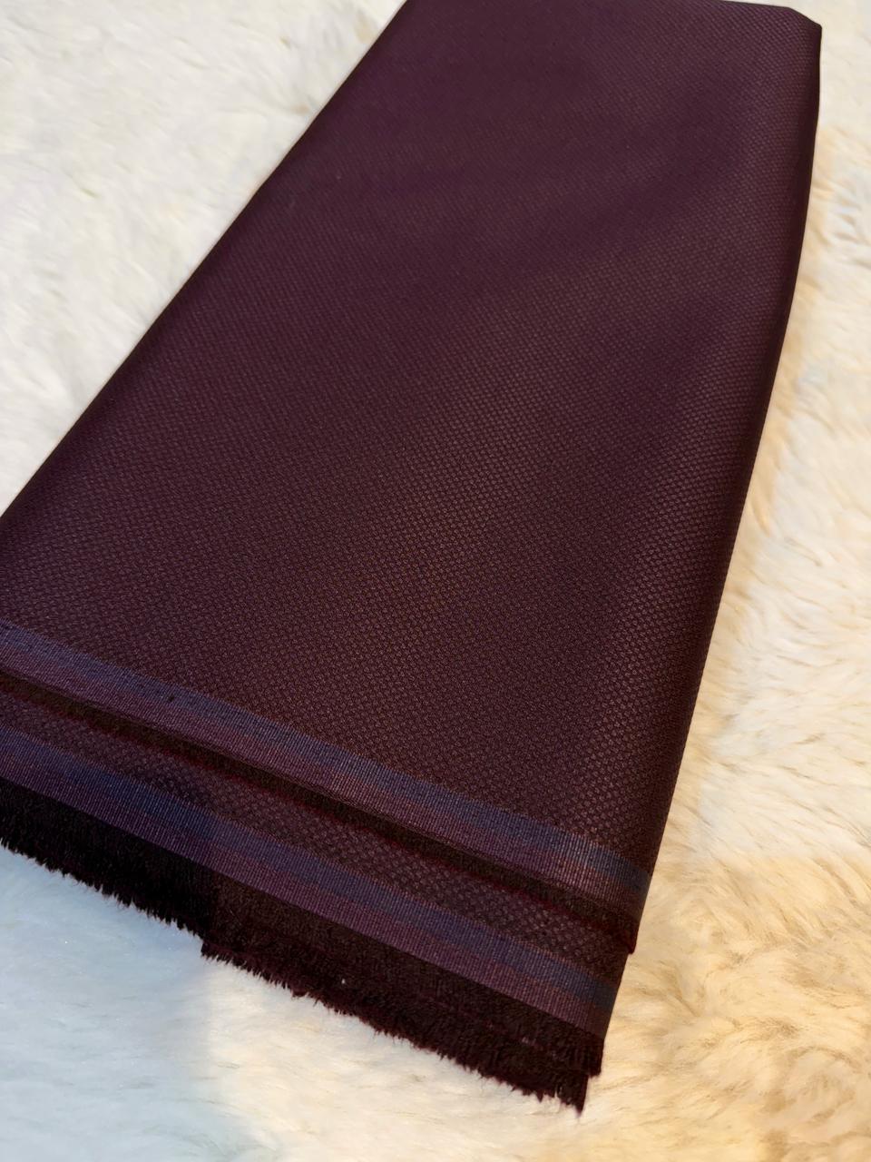 Burgundy Men’s Glace Terry Rayon Self  Pattern For Men’s Suiting Unstiched 56 inch width