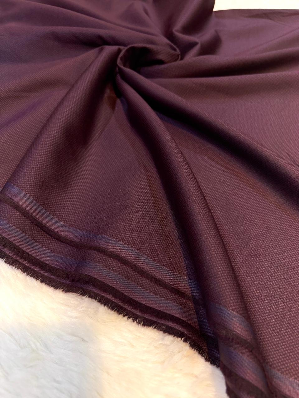 Burgundy Men’s Glace Terry Rayon Self  Pattern For Men’s Suiting Unstiched 56 inch width