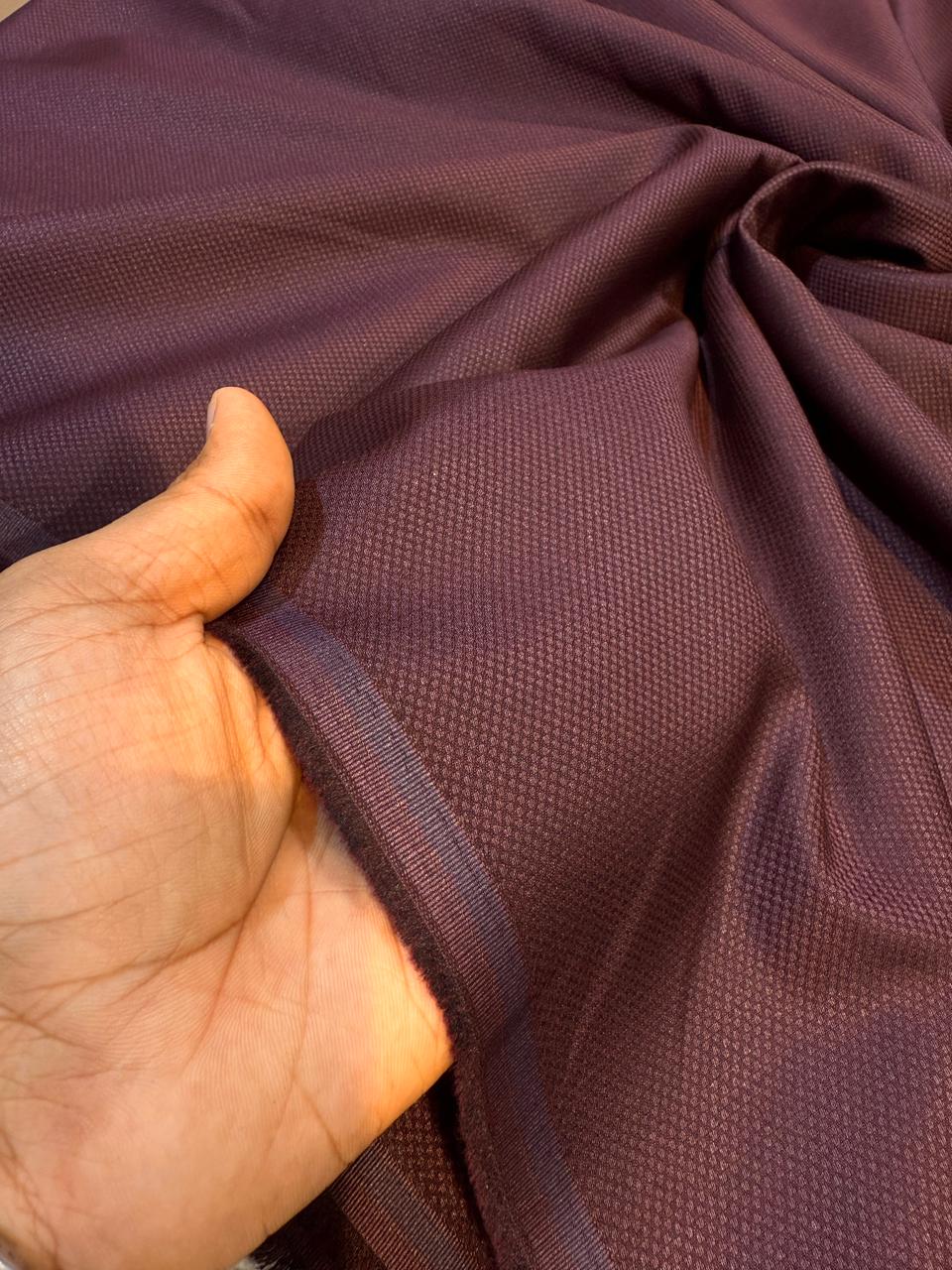 Burgundy Men’s Glace Terry Rayon Self  Pattern For Men’s Suiting Unstiched 56 inch width