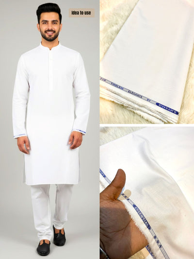 White Terrycot  Fabric For Men’s Kurta Pyjama 39 inch width