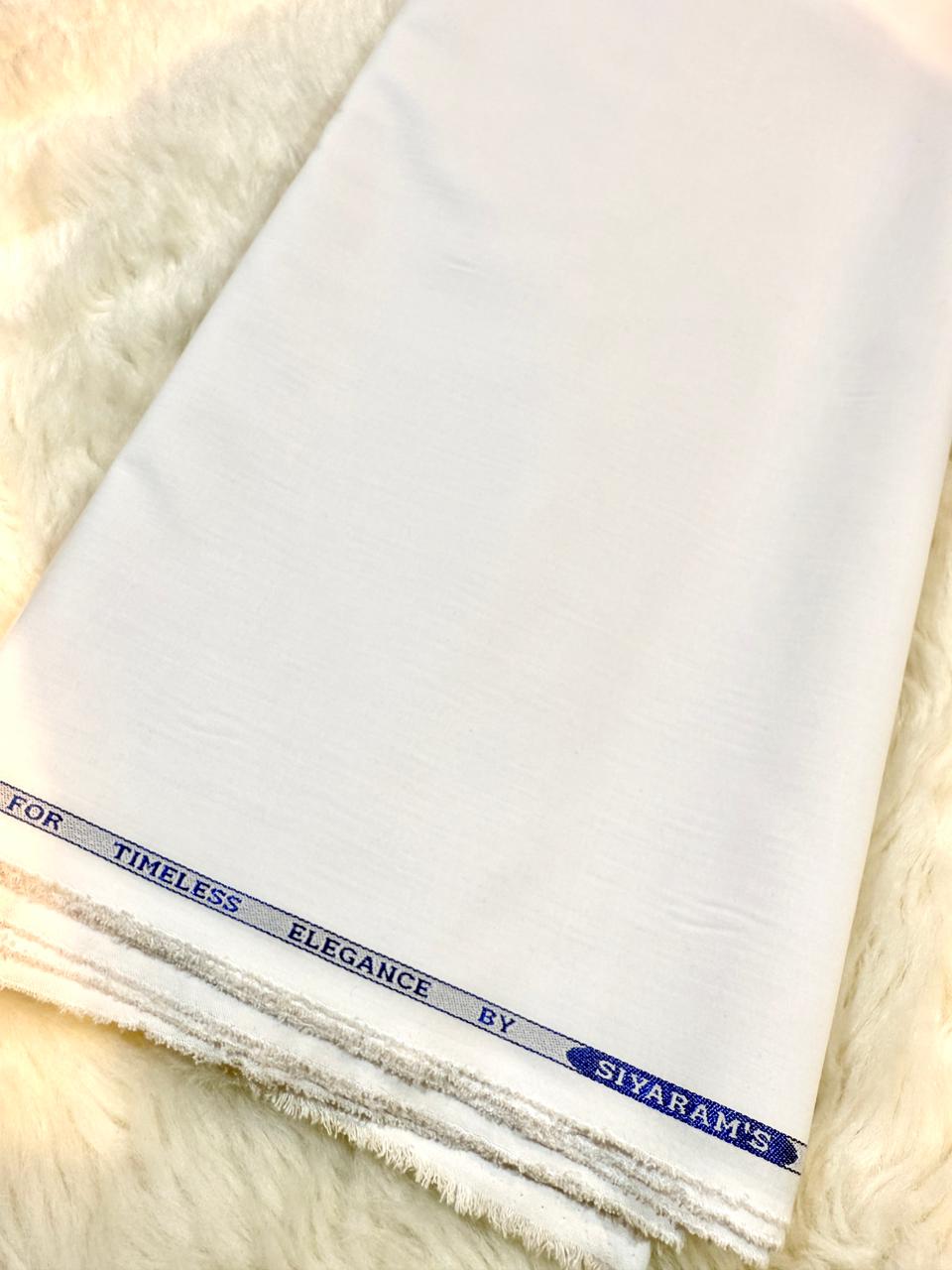 White Terrycot  Fabric For Men’s Kurta Pyjama 39 inch width