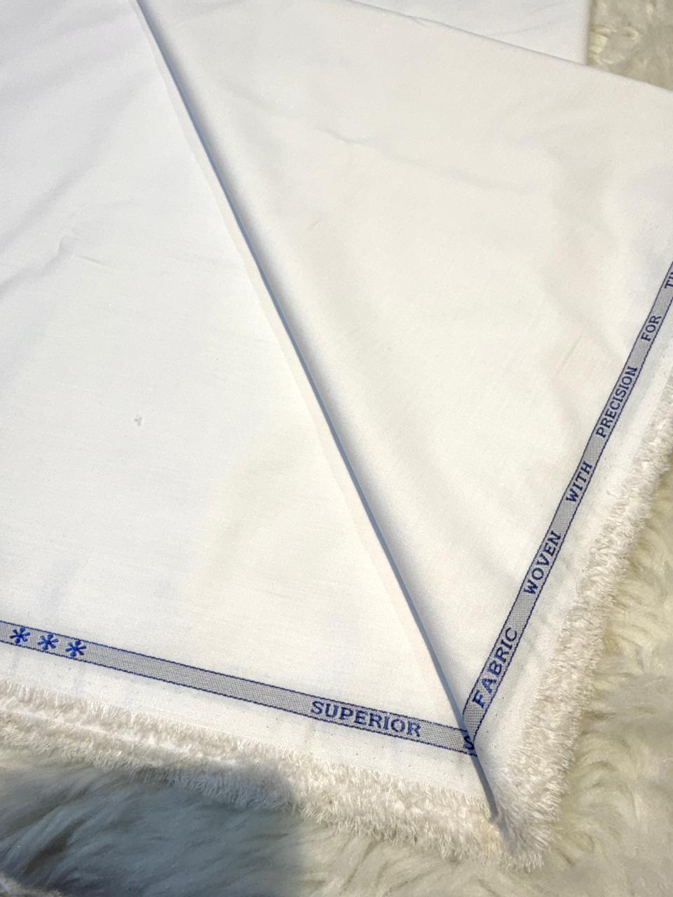 White Terrycot  Fabric For Men’s Kurta Pyjama 39 inch width