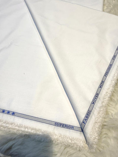 White Terrycot  Fabric For Men’s Kurta Pyjama 39 inch width