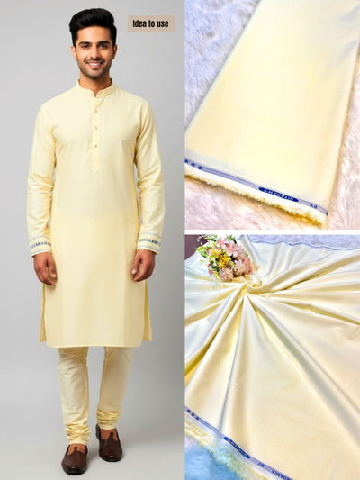 Light Lemon Terrycot  Fabric For Men’s Kurta Pyjama 39 inch width