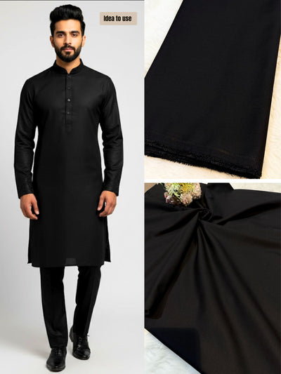 Black Terrycot  Fabric For Men’s Kurta Pyjama 39 inch width