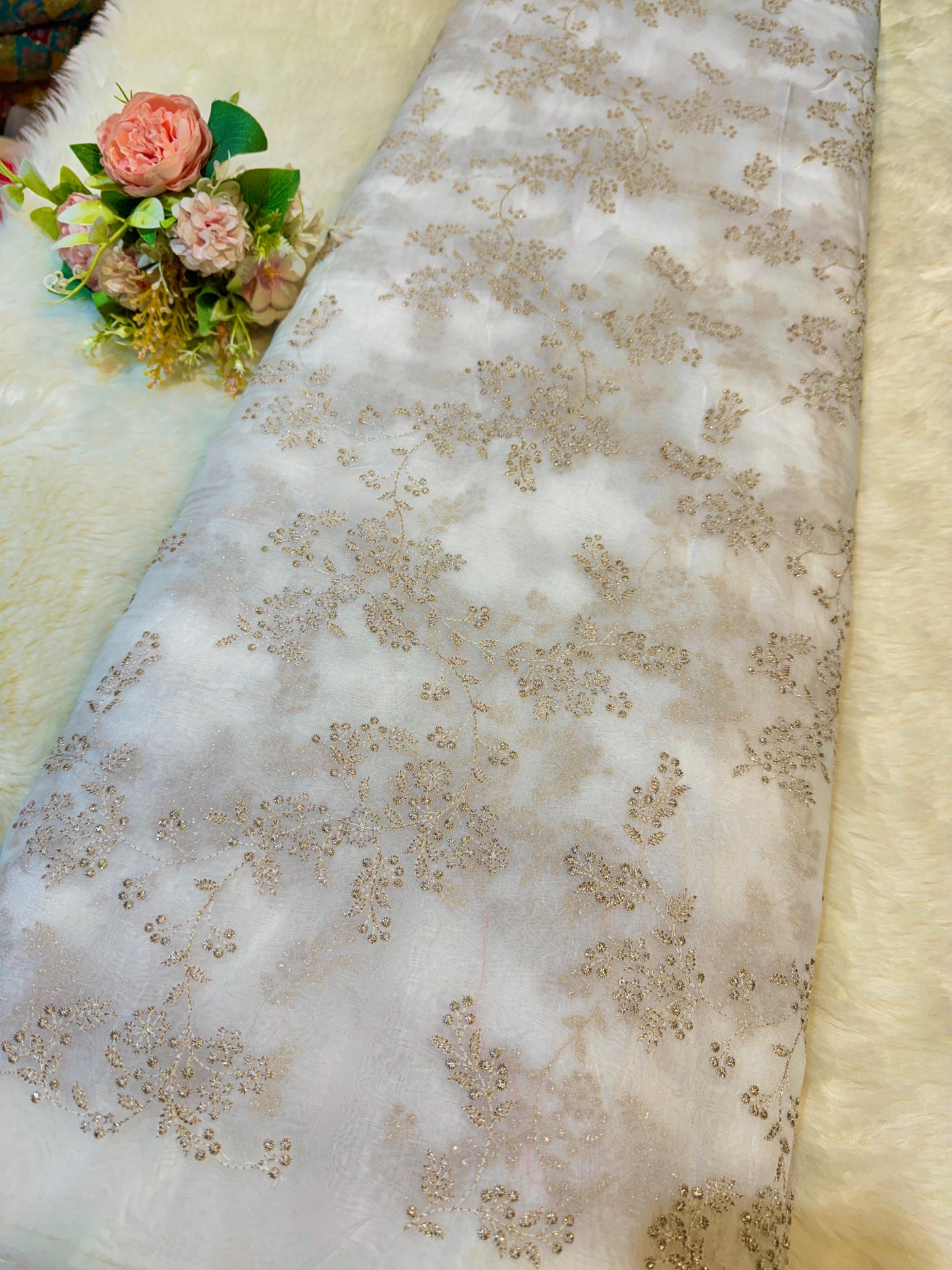 Pure Viscose Embroidery 44 inch width Zari Jaal