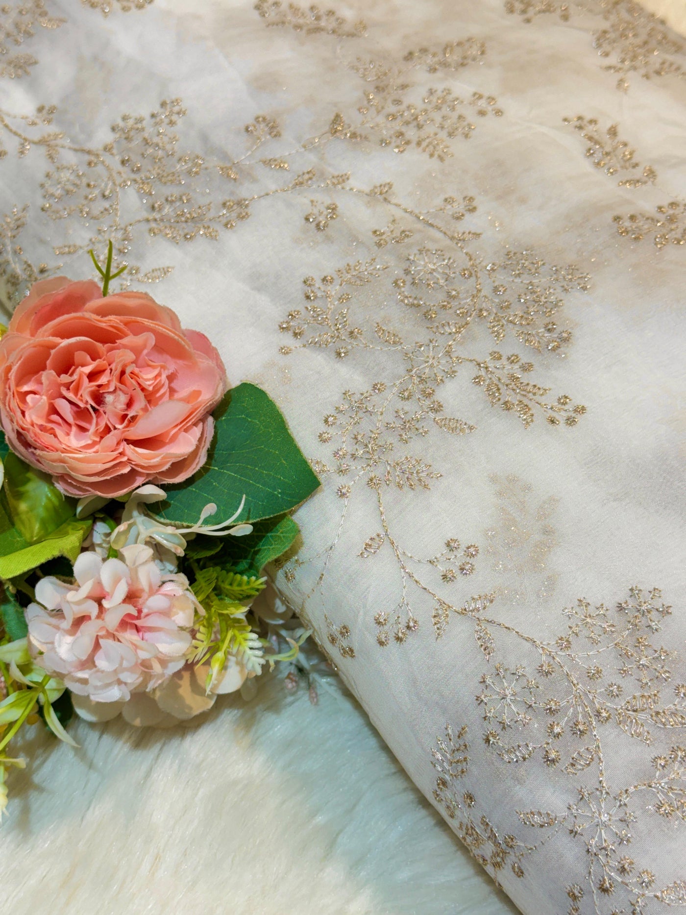 Pure Viscose Embroidery 44 inch width Zari Jaal