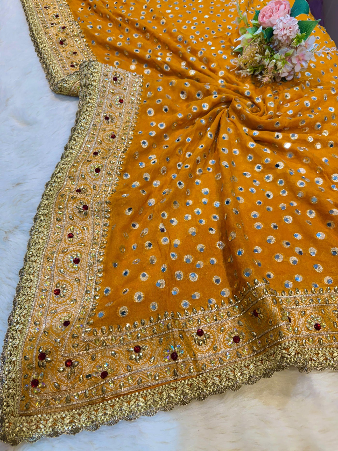 Rubani Real  Mirror Handwork Dupatta 2.40 m length