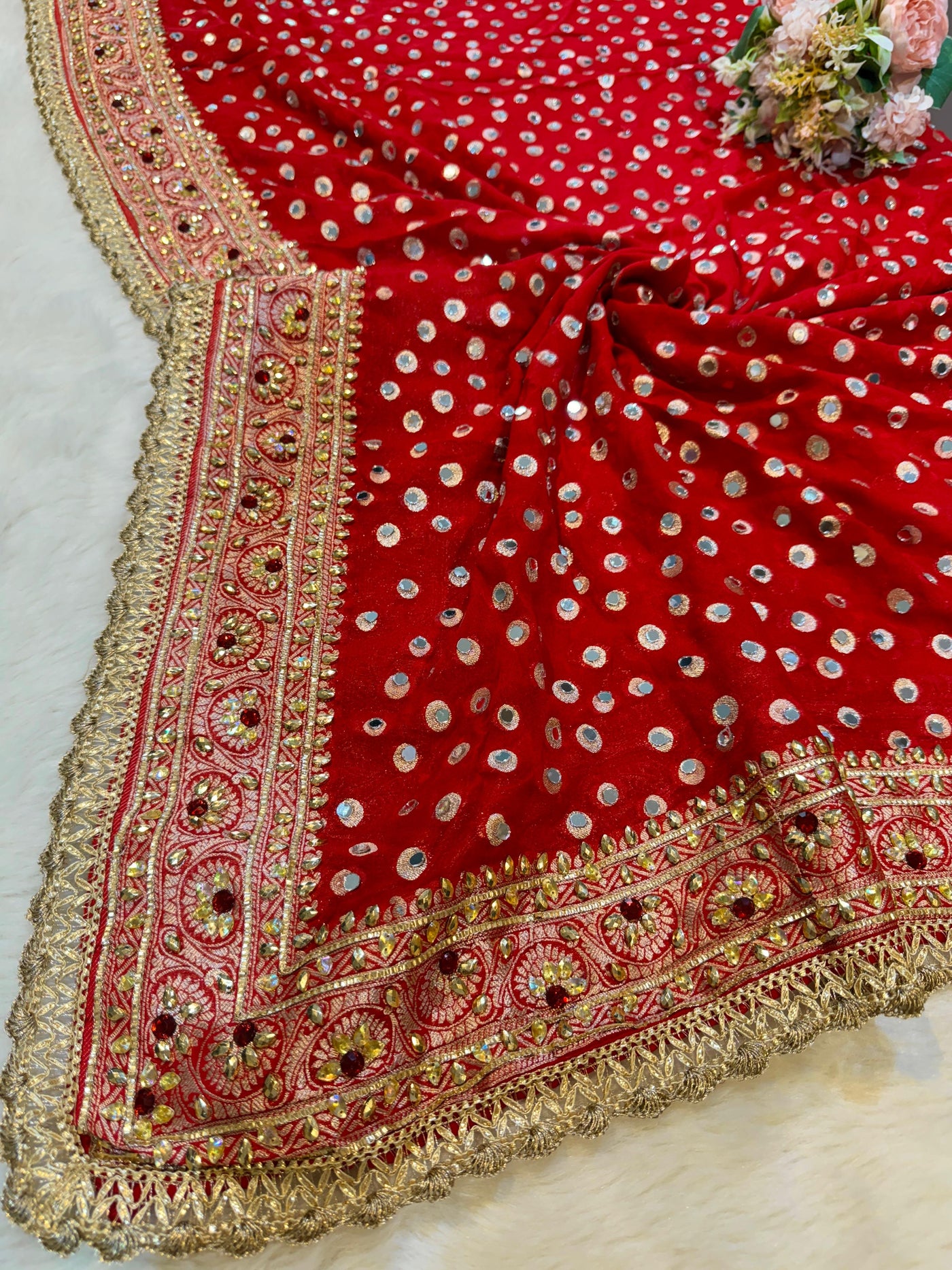 Rubani Real  Mirror Handwork Dupatta 2.40 m length