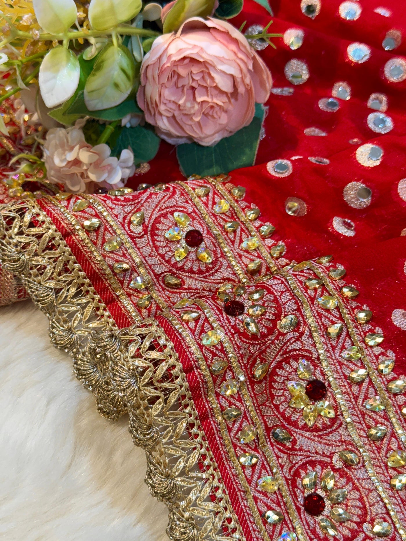 Rubani Real  Mirror Handwork Dupatta 2.40 m length