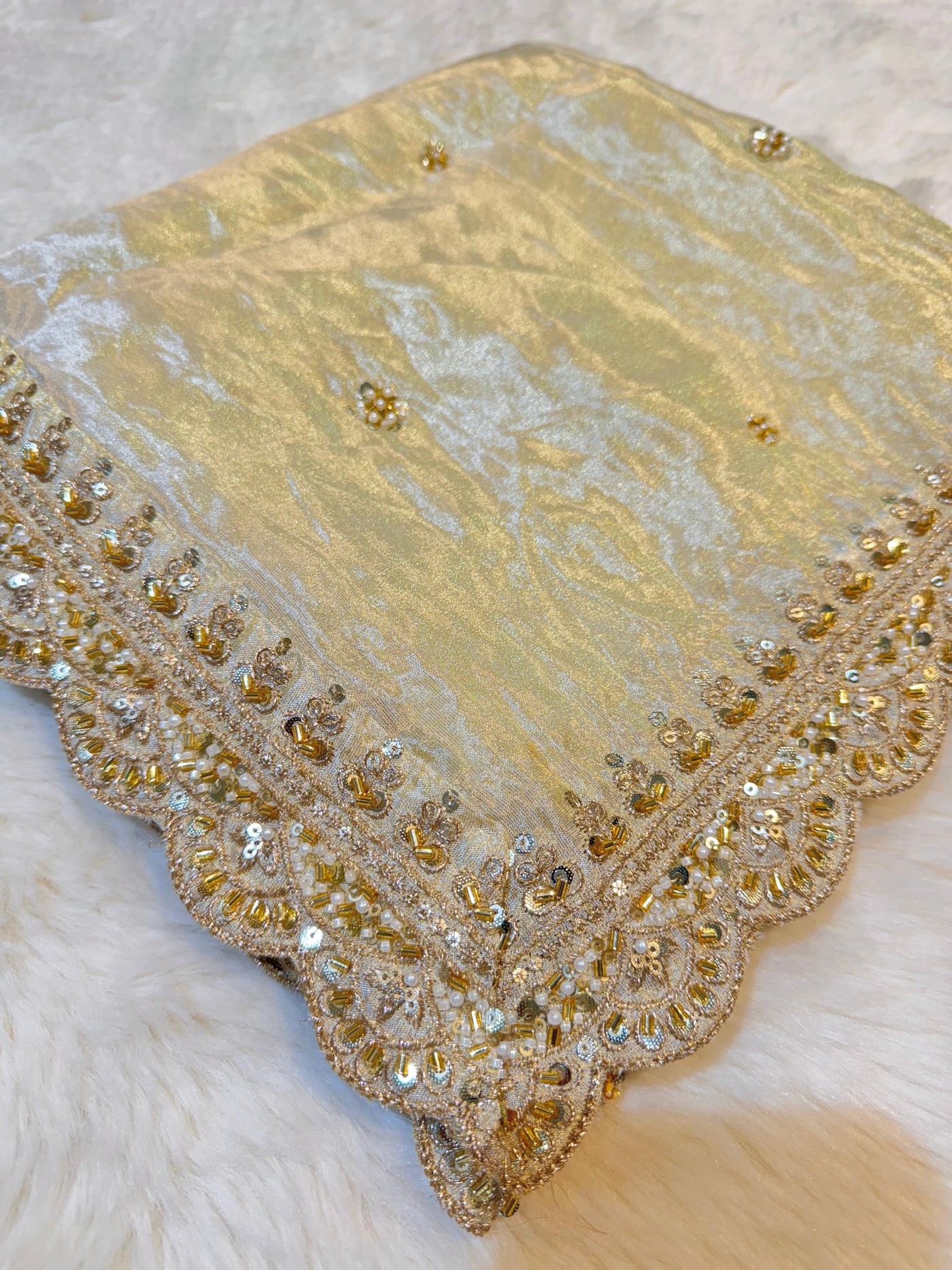 Mehz Zari Tissue Handwork Dyeable Dupatta (2.40 meter length)