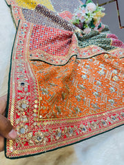 Pure Karachi Real Mirror Handwork Chinon Dupatta 2.5 Meter Length