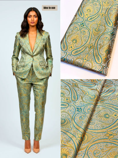 Sea Green Banarsi Brocades Talwar Pattern 44 inch width