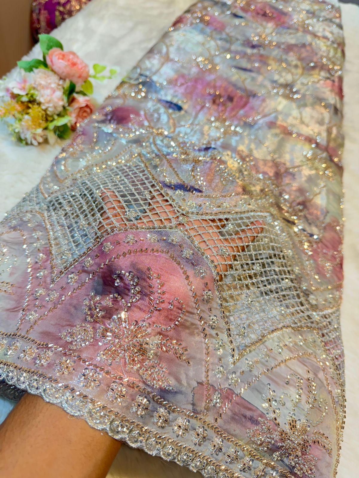 Unjum Jimmy Choo Handwork Embroidery With Daaman Work 54 inch width