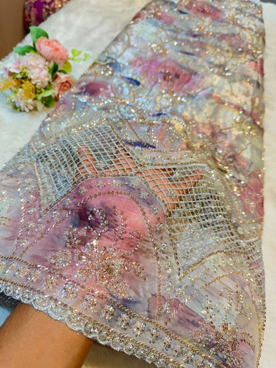 Unjum Jimmy Choo Handwork Embroidery With Daaman Work 54 inch width