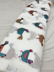 (Precut of 0.80 Meter) Pure Cotten Embroidery Funky Pattern 44 inch Width