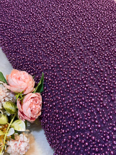 Imported Handwork Net Embroidery With Scattered Pearls Work 54 inch width