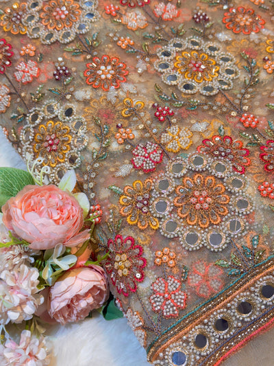 Net Big Width Handwork Embroidery Multi Color 54 inch width