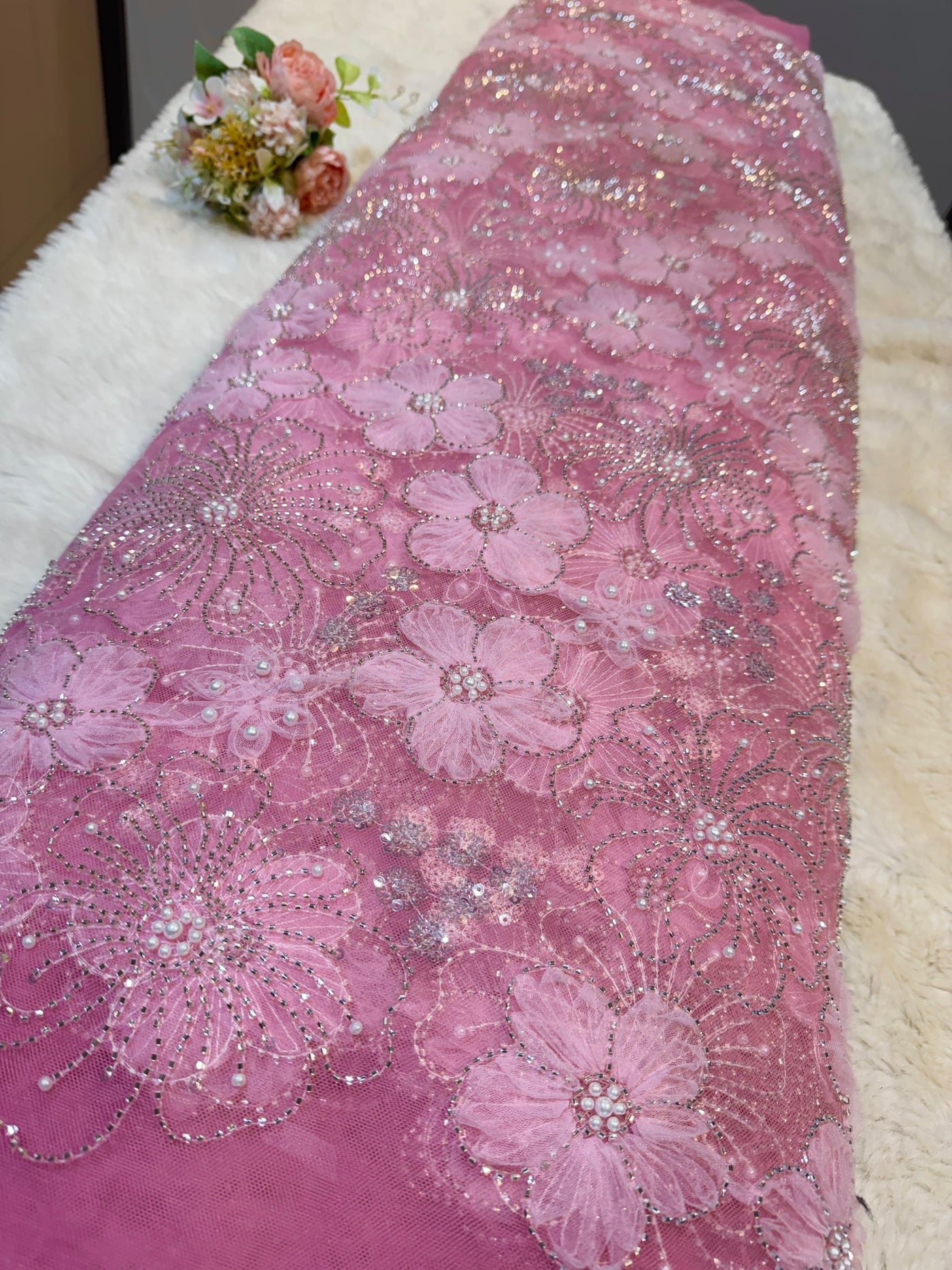 Ruhi Appliqué Handwork Net Embroidery 54 inch width
