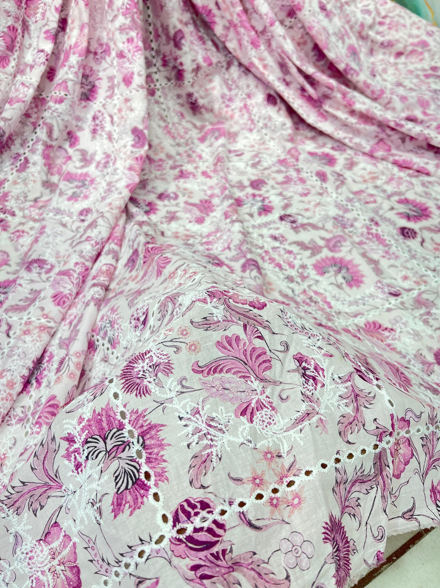 Pure Cotten floral Hakoba Embroidery 50 Inch width