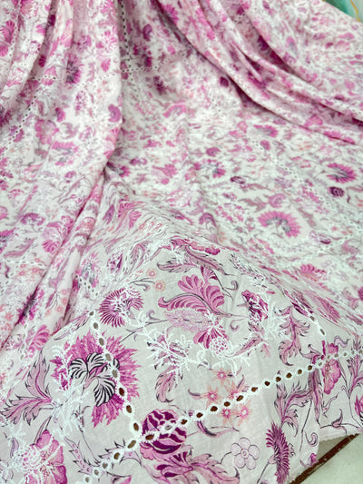 Pure Cotten floral Hakoba Embroidery 50 Inch width