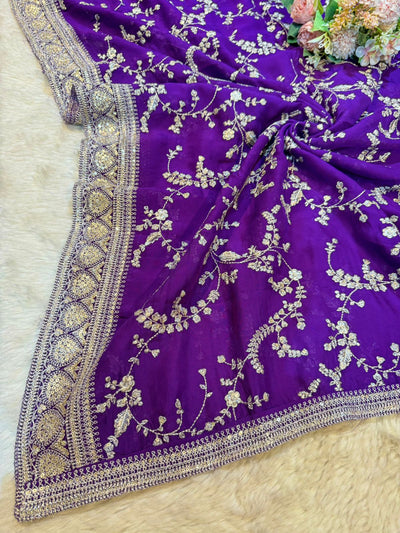 Purple Sabhya Pure Organza dupatta  Width 37 Inch and 2.5 Meter Length