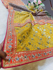Pure Karachi Real Mirror Handwork Chinon Dupatta 2.5 Meter Length