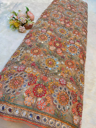 Net Big Width Handwork Embroidery Multi Color 54 inch width