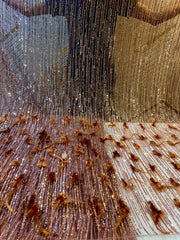 (Precut of 1.50 Meter) Zenya Feather Handwork Net Embroidery 54 Inch width