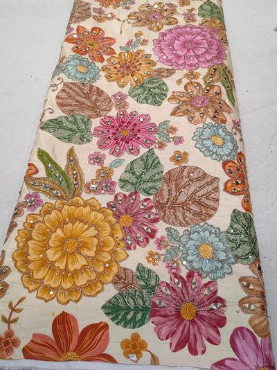 Boho Big Width Silk Floral Embroidery Handwork 48 inch width