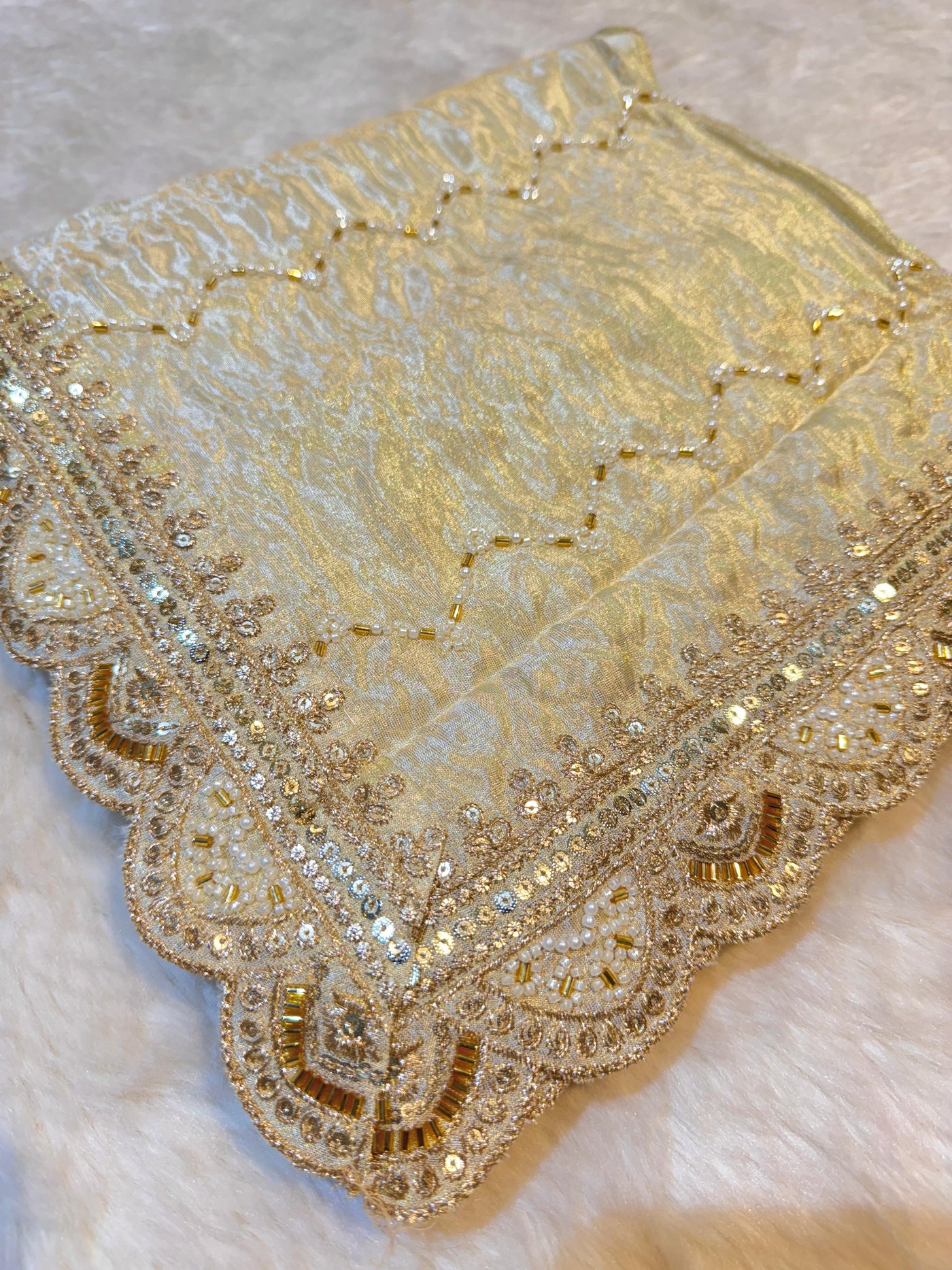 Mehz Zari Tissue Handwork Dyeable Dupatta (2.40 meter length)
