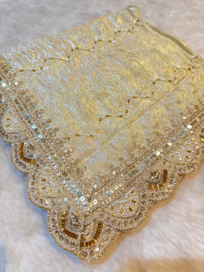 Mehz Zari Tissue Handwork Dyeable Dupatta (2.40 meter length)