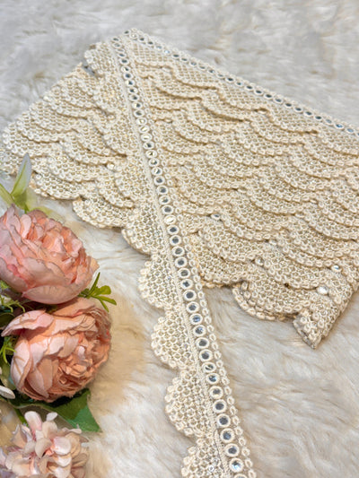 (Wholesale pack of 9 meter ) Lace Border With Sequins and Mirror Work