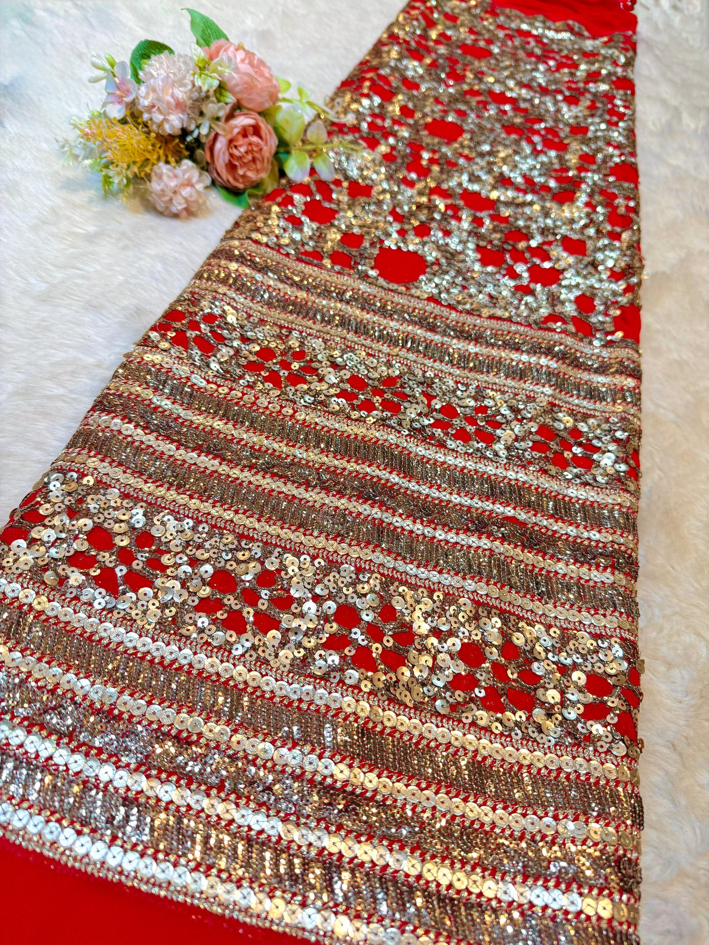 Georgette Sequins Embroidery With Heavy Daaman 50 Inch Width