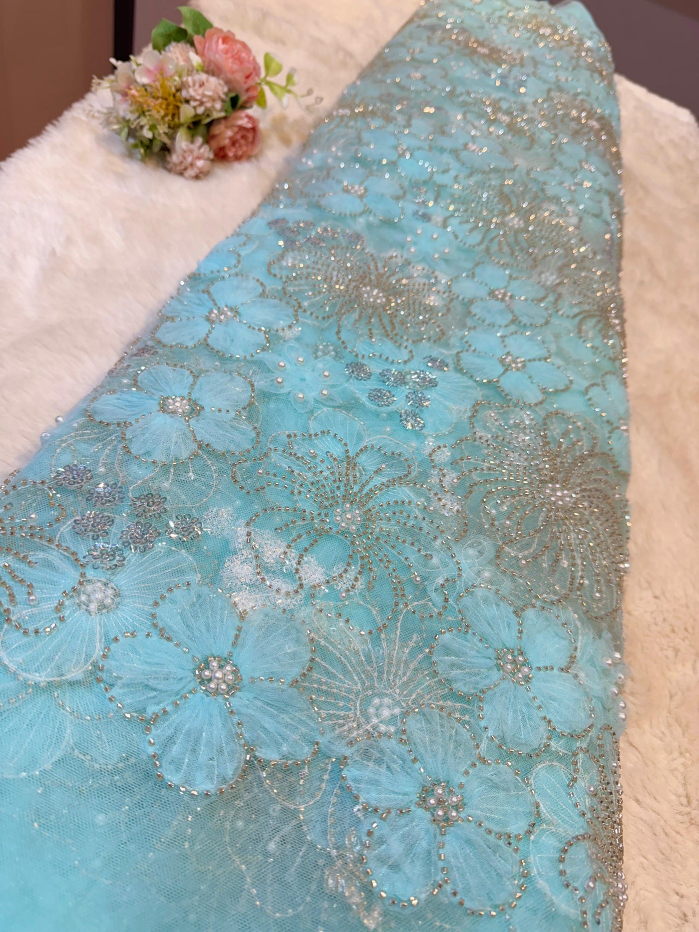 Ruhi Appliqué Handwork Net Embroidery 54 inch width