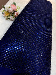 (Precut of 0.60 Meter) Amaira Midnight Blue Handwork Georgette Embroidery 44 Inch Width