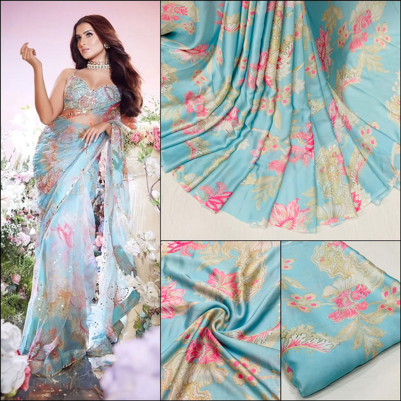 Satin Georgette Floral Print 44 Inch width