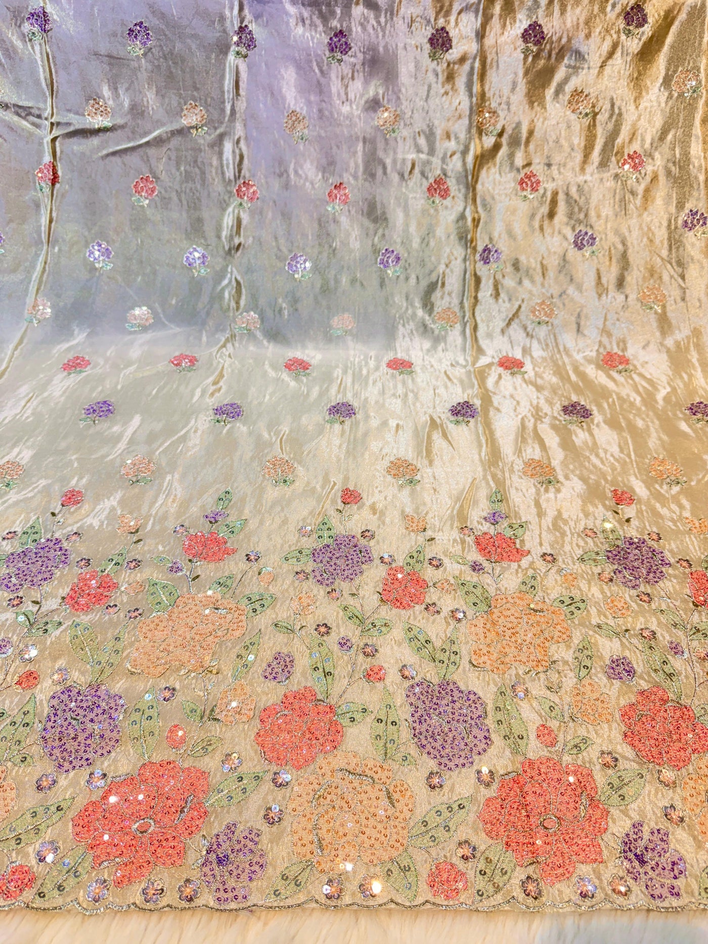 Shally Pure Zari Tissue Embroidery 48 inch width