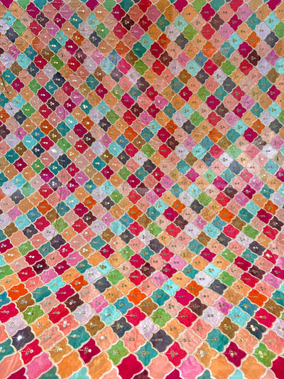 Pure Chinon Sabhya Embroidery with Zari and Sequins 44 Inch width