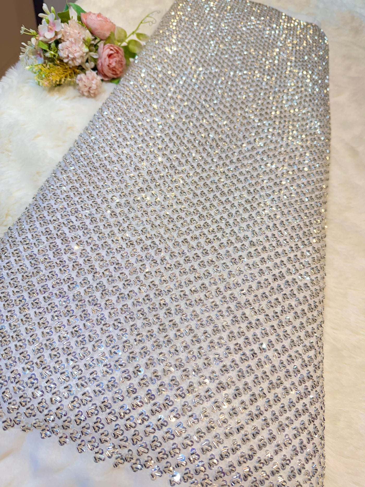 AMAIRA PURE GEORGETTE EMBROIDERY 44 INCH WIDTH DYEABLE WITH SILVER WORK
