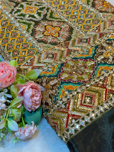 Guzarish Crape Floral Embroidery  48 inch width