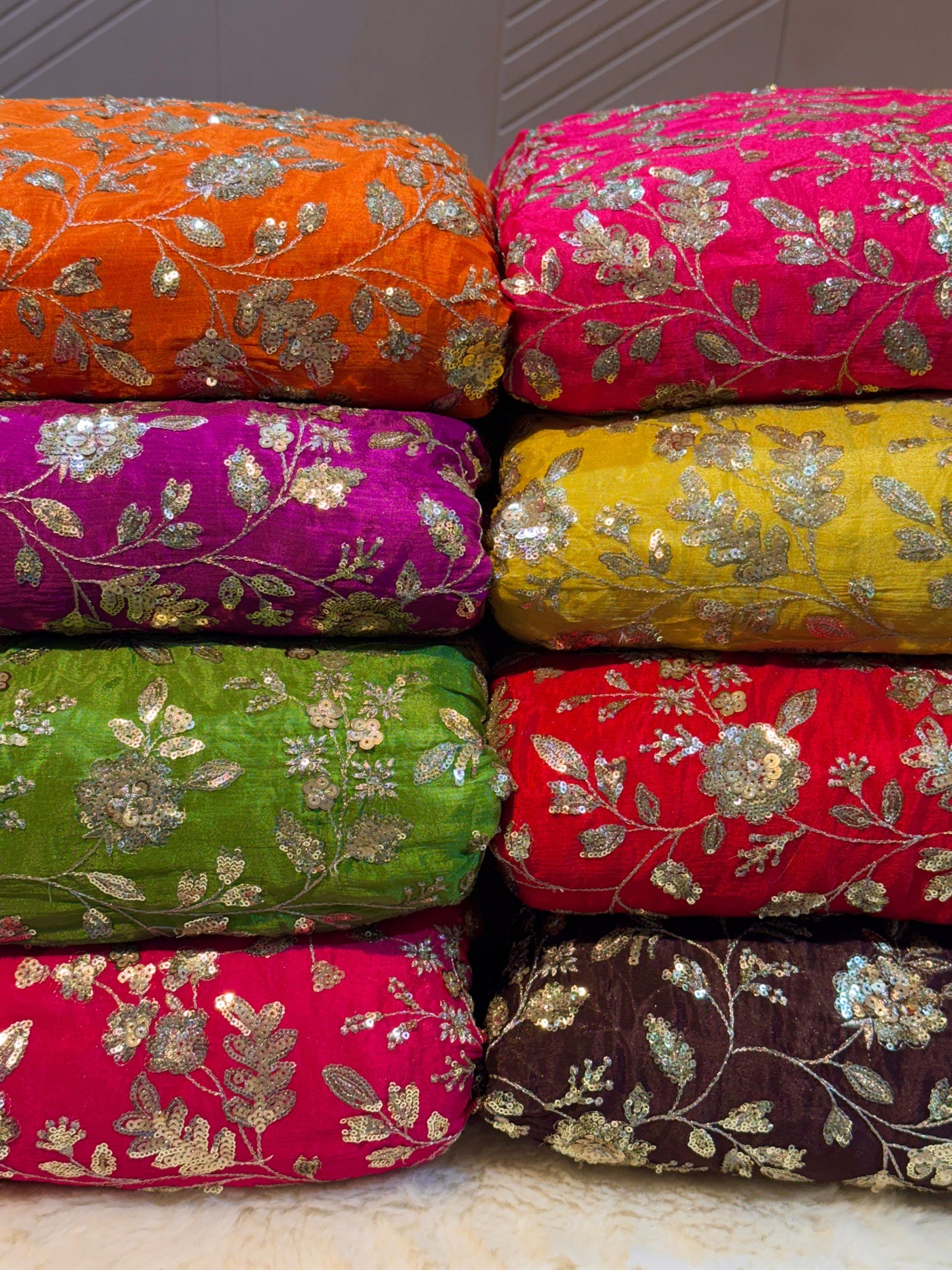 (Mix Match Combinations ) - Pure chinon sequins Work Shirt / Pure Chinon double Side Border Dupatta