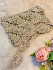 (Wholesale pack of 9 meter ) Lace Border With pearl and Mirror work